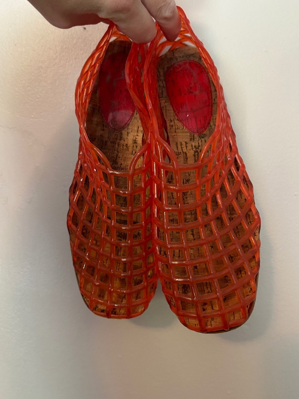 Red jelly mesh flats